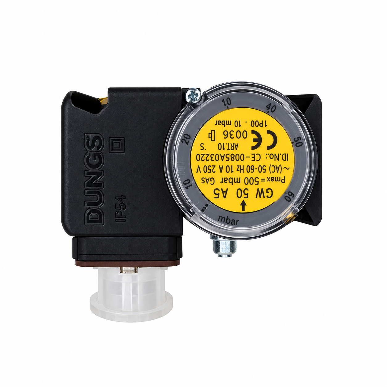 Karl Dungs GW 50 A5 Pressure Switch - Horizontal Mounting Angle with Dungs Housing Emboss