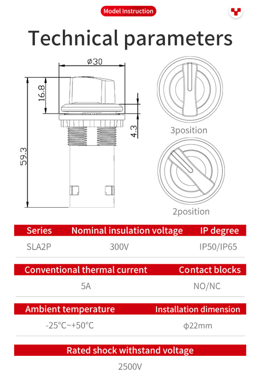 SLA2P Technical Parameters and Mechanical Blueprint Dimensions