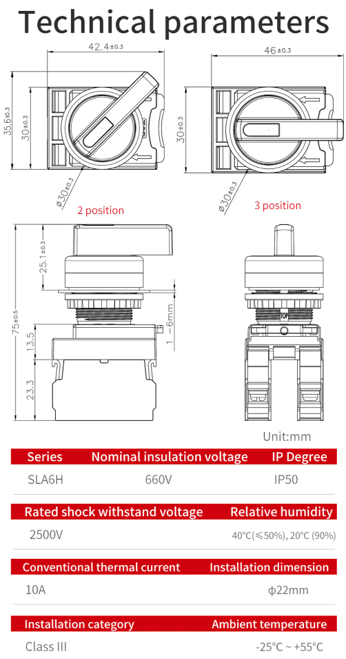 SLA6H Engineering Blueprints, Dimensions and Technical Specifications