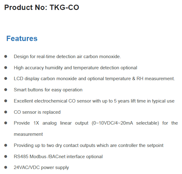 TKG-CO Electrochemical Sensor Head and Mounting Details